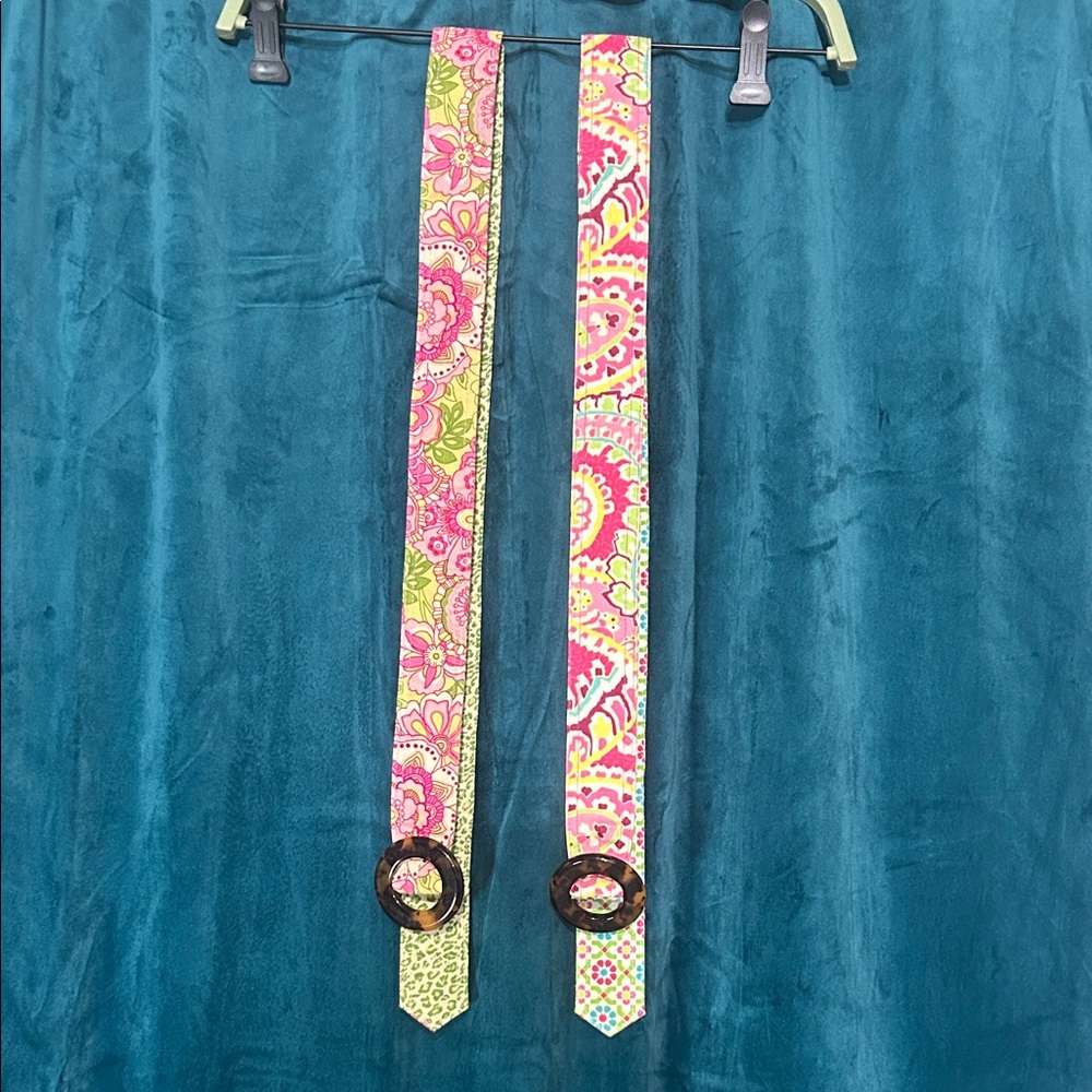EUC Vera Bradley Pink and Green Patterned Belt Bundle